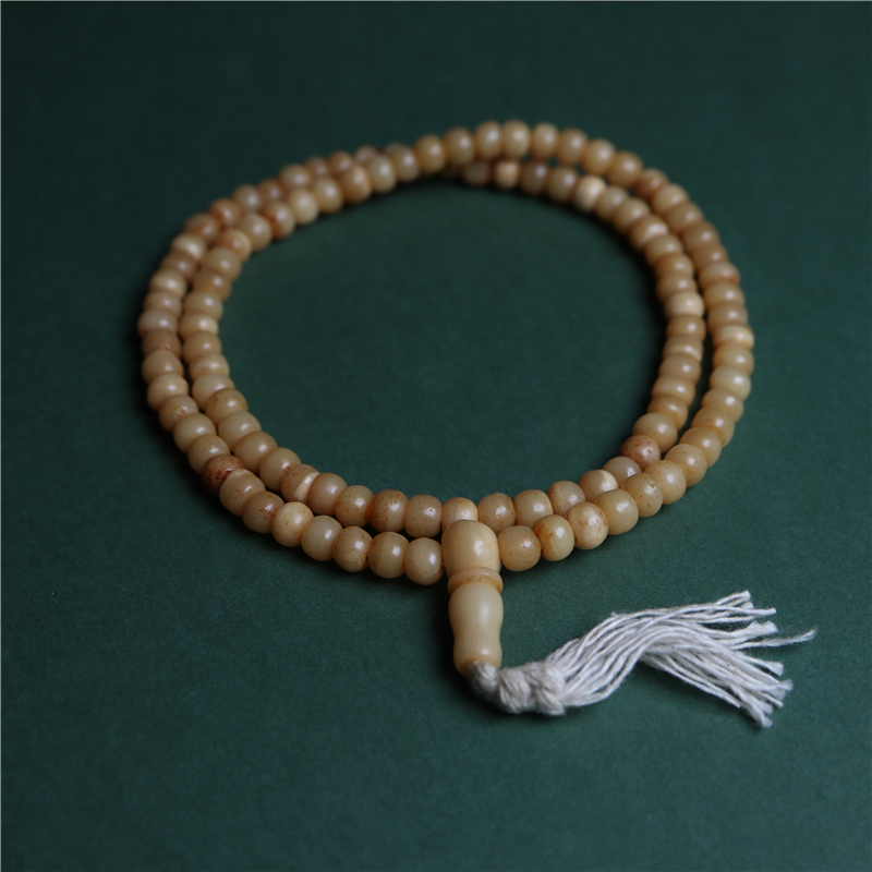 保真西藏天然油润玉化牦牛骨6mm佛珠108手串三圈藏式骨珠文玩串