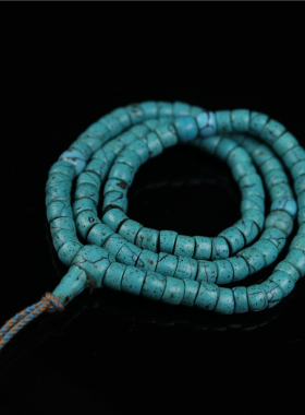 包老西藏特色修持老曲扎佛珠合成料器仿松石手串藏区持捻老佛珠