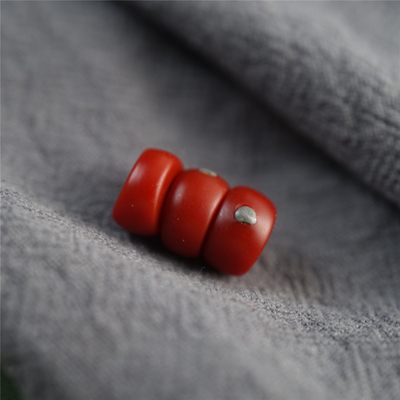 约9.5mm西藏手工打磨红料器大肠珠配嘎隔珠垫片文玩手串斜切隔片