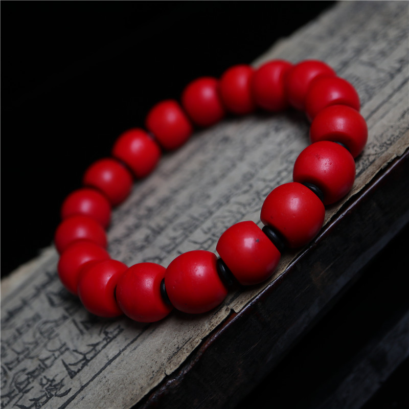 〓包老〓收藏级西藏夏尔巴红雪巴琉璃珠手串藏式精品老血巴串珠子