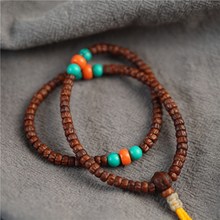 精品5mm小尺寸藏传柏香子108佛珠手串两圈百香籽手持盘玩数珠