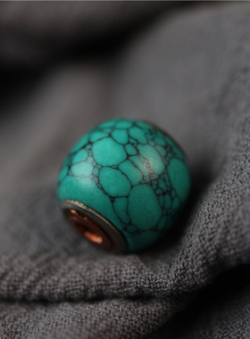 14mm藏式仿松石隔珠蓝色琉璃隔珠百搭手串配珠配件穿珠diy