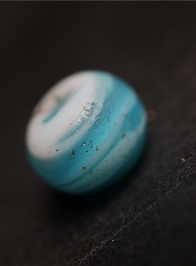 〓包老〓亮色系蓝色白双色搅胎琉璃配珠藏式手串文玩散珠隔珠配饰