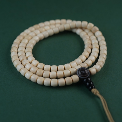 精工6mm猛犸牙108颗佛珠项链脖挂老型桶珠手串手链牙珠牙串