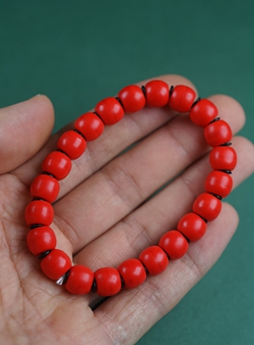 包老清代红雪巴琉璃手串西藏夏尔巴人手工血巴珠藏式老珠子红配珠