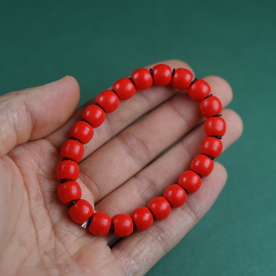 包老清代红雪巴琉璃手串西藏夏尔巴人手工血巴珠藏式老珠子红配珠