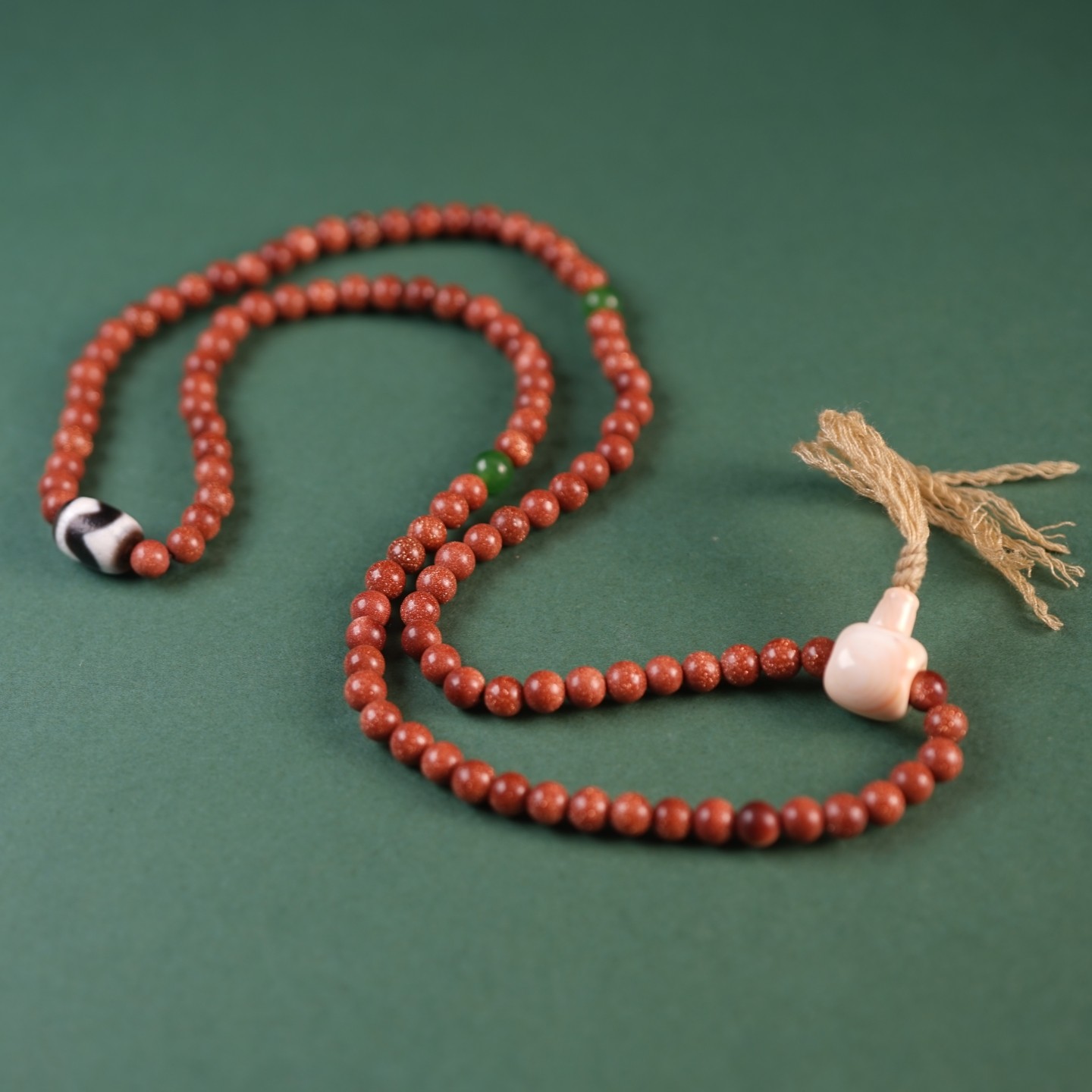 原创搭配西藏传6mm金沙石佛珠108颗藏式项链脖挂数珠念珠四圈