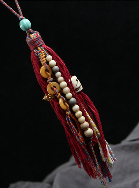 原创手编棉绳流苏吊坠包挂车挂坠