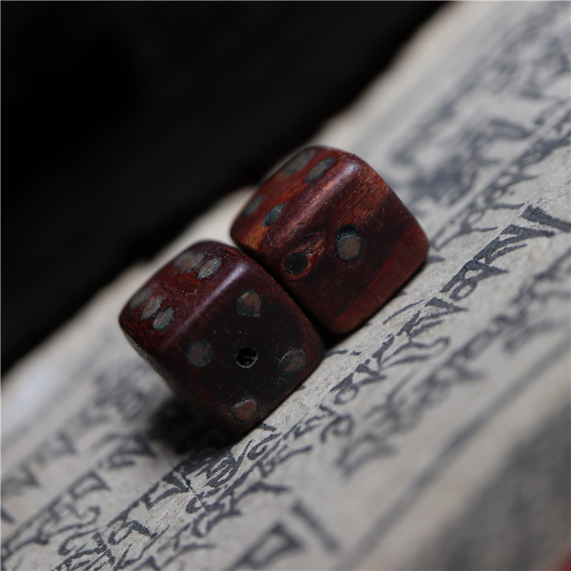 西藏精工手工檀木吉祥天母骰子色子散珠手串穿珠子隔珠配珠配件