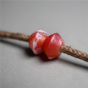 天然玛瑙材质西亚红玉髓精工雕刻车轮珠子文玩佛珠配饰腰珠散配珠