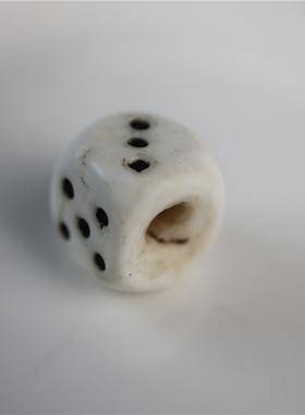 藏式手工雕刻天然素白色文玩色子配珠吉祥天母黑白骰子螺钿隔珠