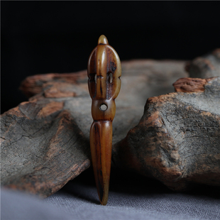 原生态西藏特色手工灵骨雕刻金刚普巴橛杵吊坠藏式随身脖挂坠小杵