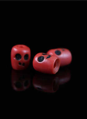 约8mm红色手工制作料器尸陀林主骷髅配珠文玩散珠配饰件手串隔珠