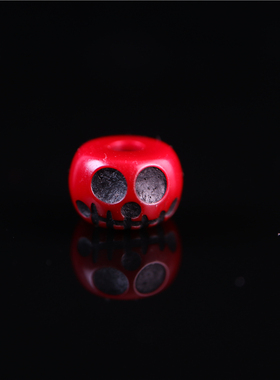 藏式手工红料配珠藏民手雕红色料器骷髅头散珠文玩隔珠尸陀林主