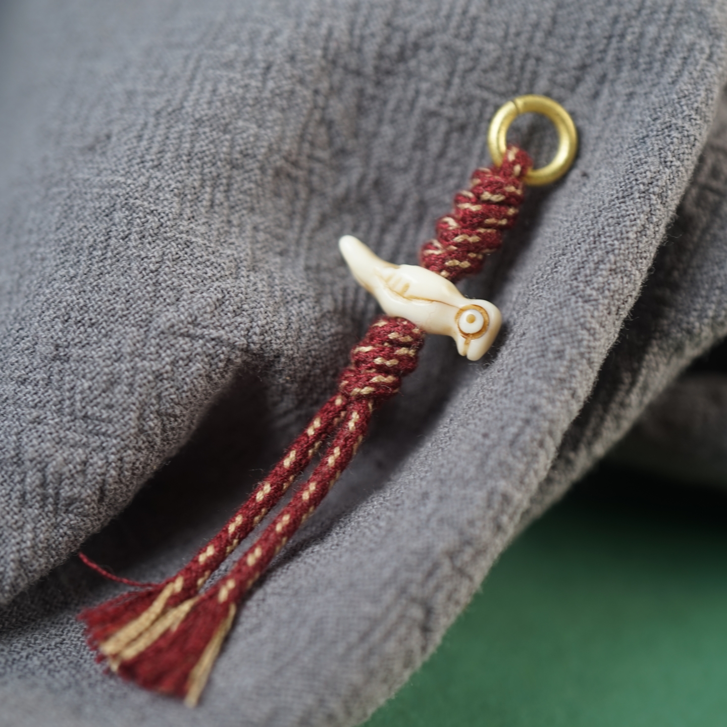 手编藏式猛犸牙雕吉祥鸟吊坠文玩菩提配件佛珠侧挂饰手串卡子吊坠