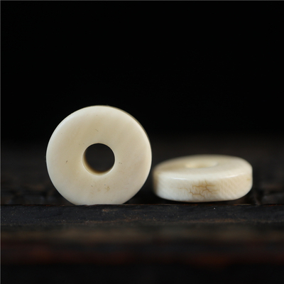 直径约14mm厚3.5mm手工天然猛犸牙雕刻隔片文玩配串隔珠垫片配嘎