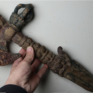 〓包老〓西藏老木雕金刚杵钺刀普巴橛杵法器佛堂供养摆件收藏