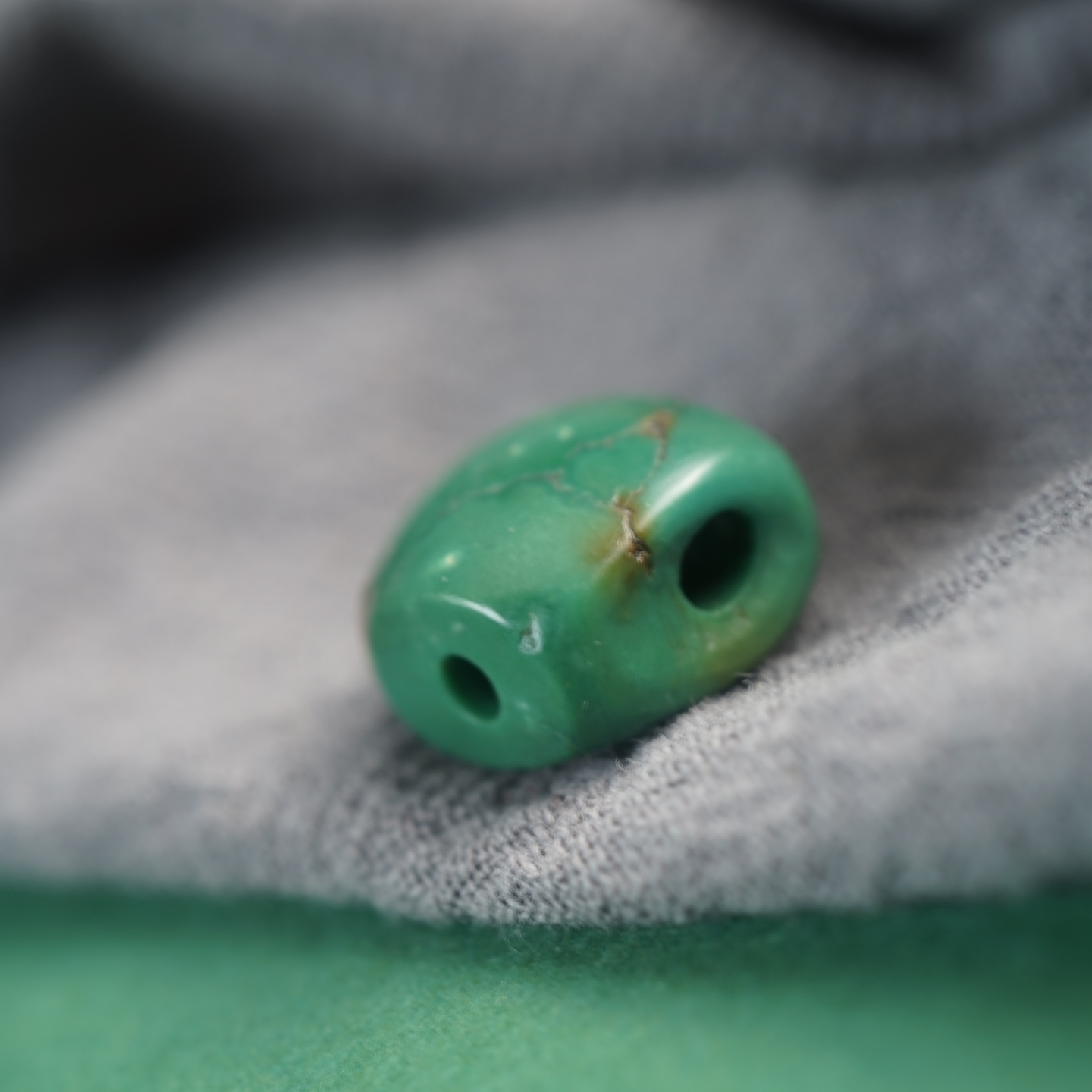 SS39西藏传油润随身老藏松藏式油绿松石三通文玩配珠菩提佛头配饰