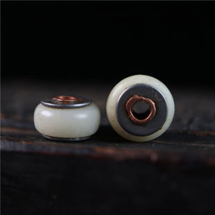 保真天然西藏牦牛骨珠藏民手工嵌铜散珠文玩穿珠隔珠配手串骨珠