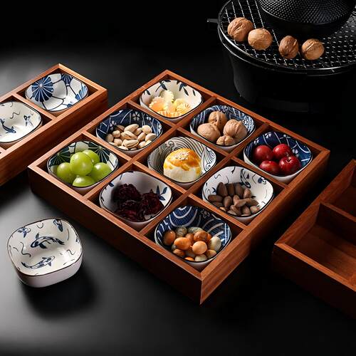 沙比利木九宫格茶点盒围炉煮茶