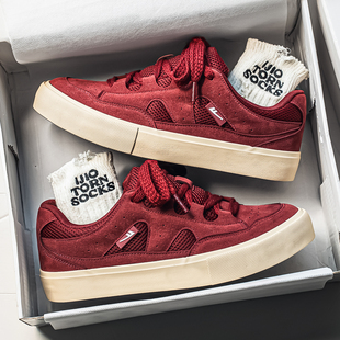 回力安可拉红帆布鞋男鞋2025秋季新款美式复古设计板鞋透气休闲鞋