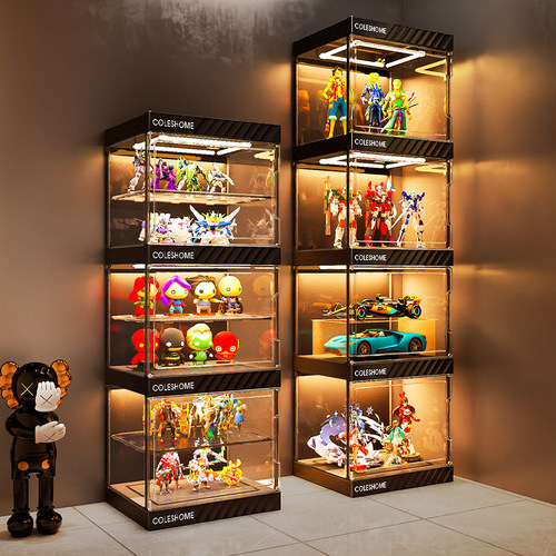 【回型灯展示】四面高透手办展柜