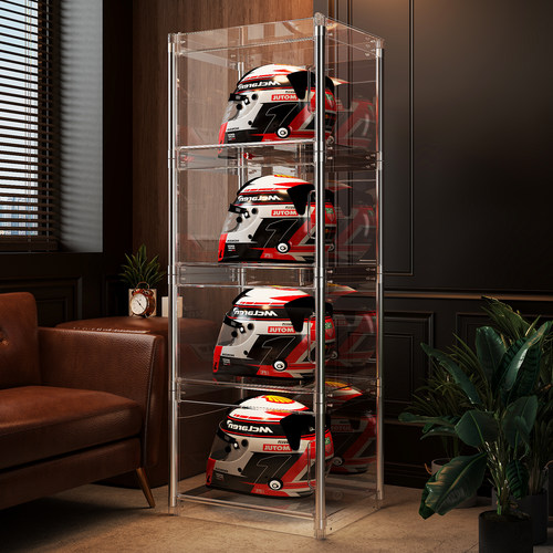 全透明带灯头盔收纳柜家用放置