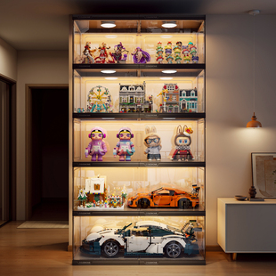 手办柜适用乐高展示柜带灯亚透明克力陈列柜玩具模型积木收纳架子