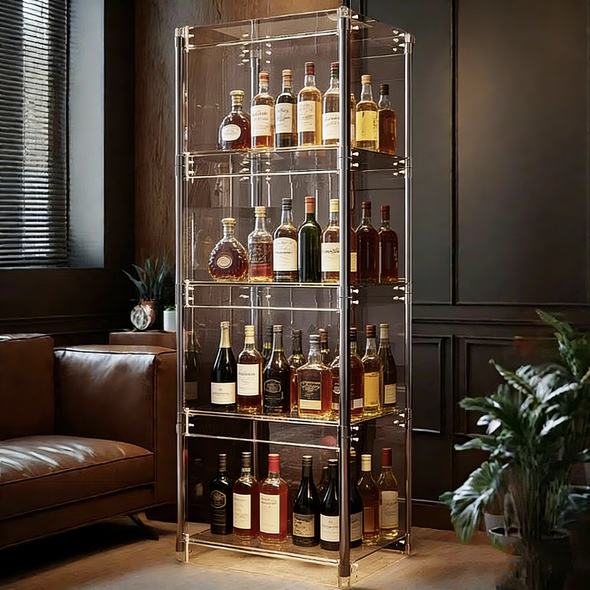 酒柜客厅2025新款高档家用靠墙欧式小酒柜不锈钢展示柜置物陈列架