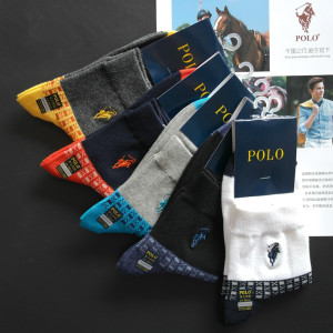 新款POLO保罗男袜子秋冬全棉中筒休闲袜男士抗菌防臭纯棉袜正品