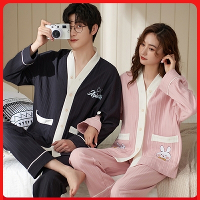 情侣纯棉长袖可外穿家居服