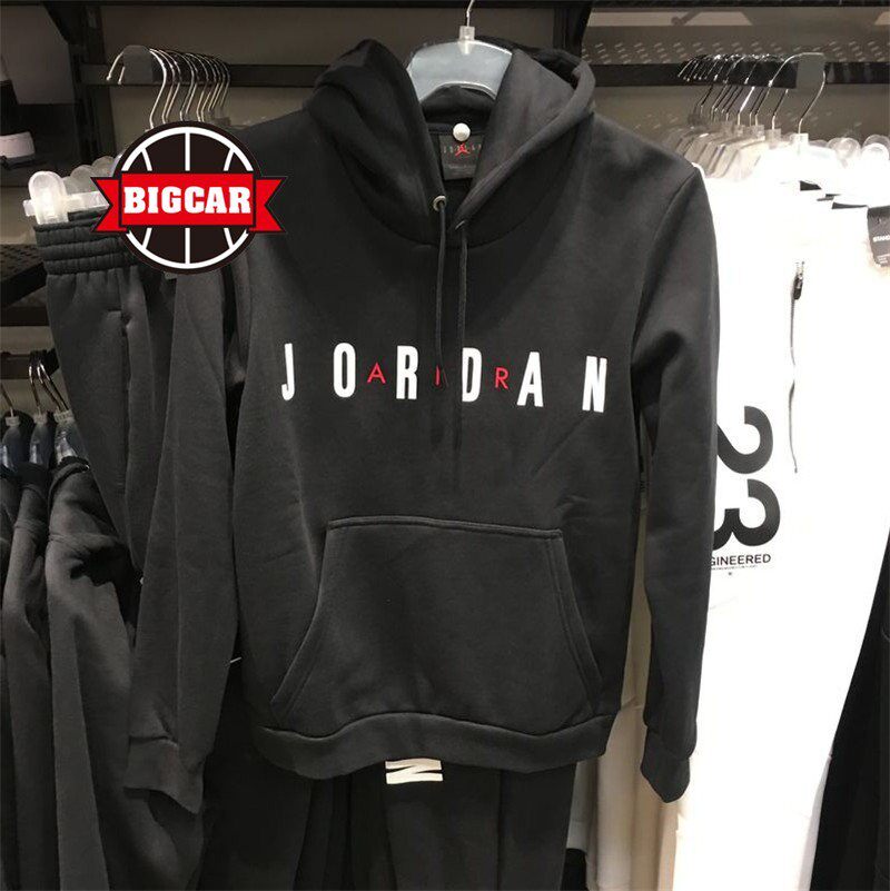 AIR JORDAN 男子针织加绒黑红连帽卫衣帽衫 CJ9666-010