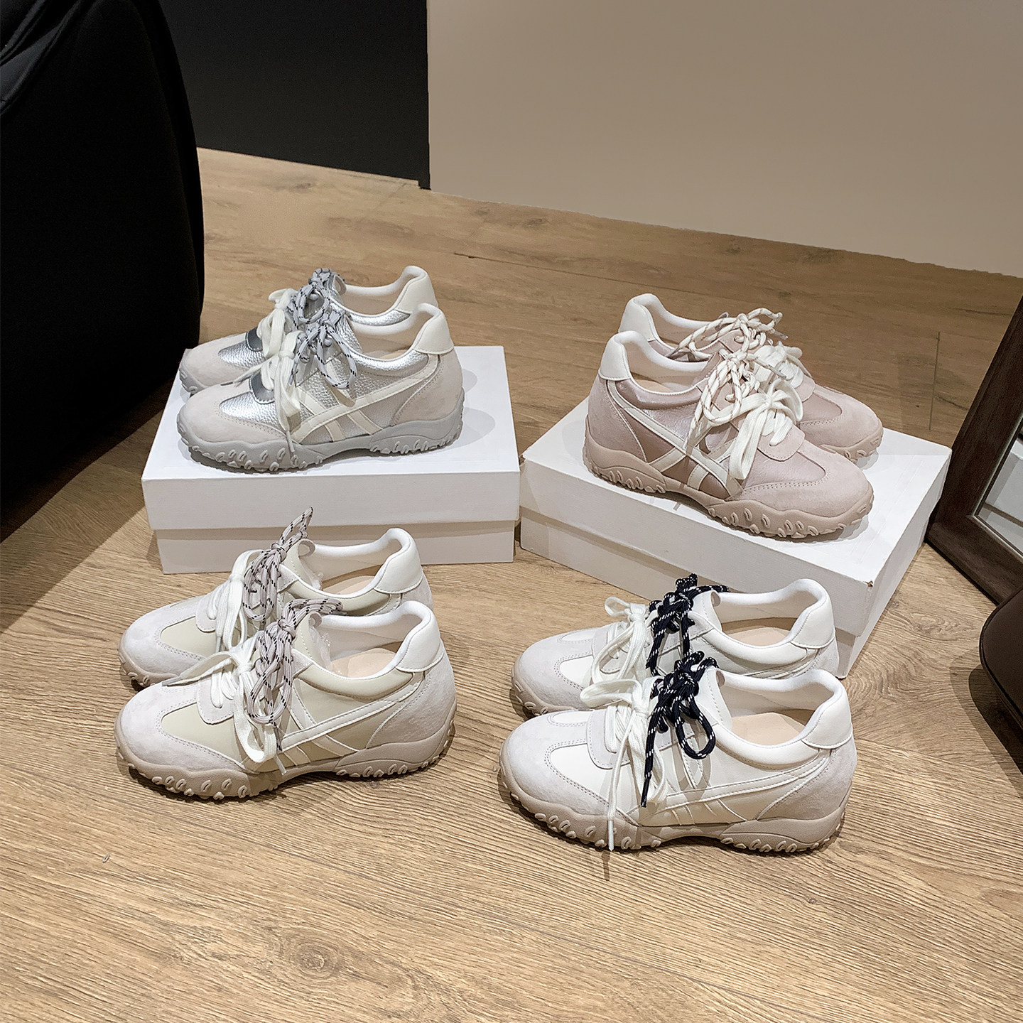 小个子8cm内增高厚底德训鞋女款2026春季新款百搭休闲运动阿甘鞋