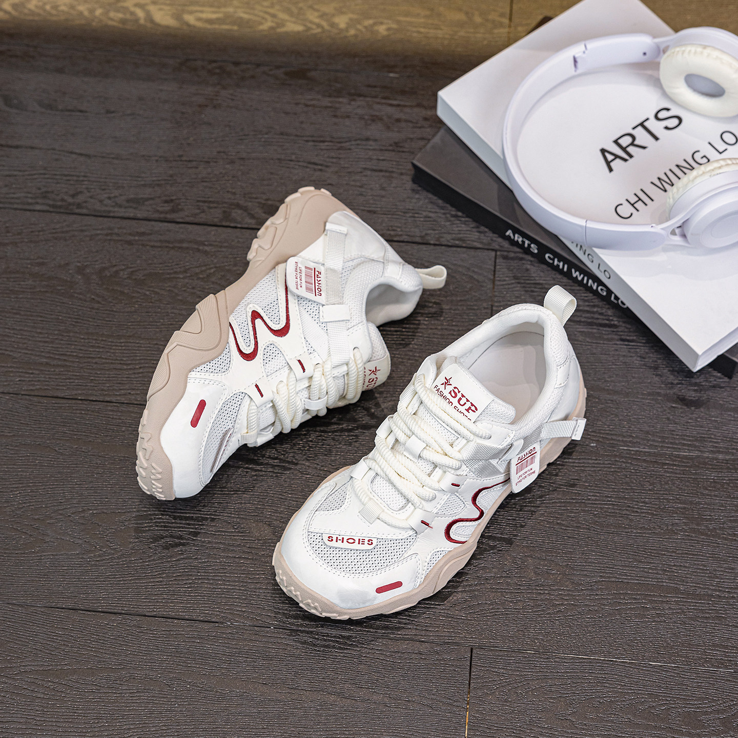 小个子6cm内增高复古德训鞋女2026春夏新厚底网面休闲运动阿甘鞋