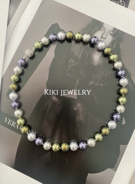 柏林之森.小众高级感大溪地混彩磁吸项链高品质人造珍珠项链炫彩