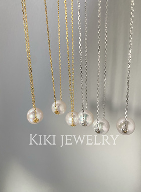 路路通G18K金淡水珍珠项链爱迪生10－11mm正圆强光细微瑕锁骨链