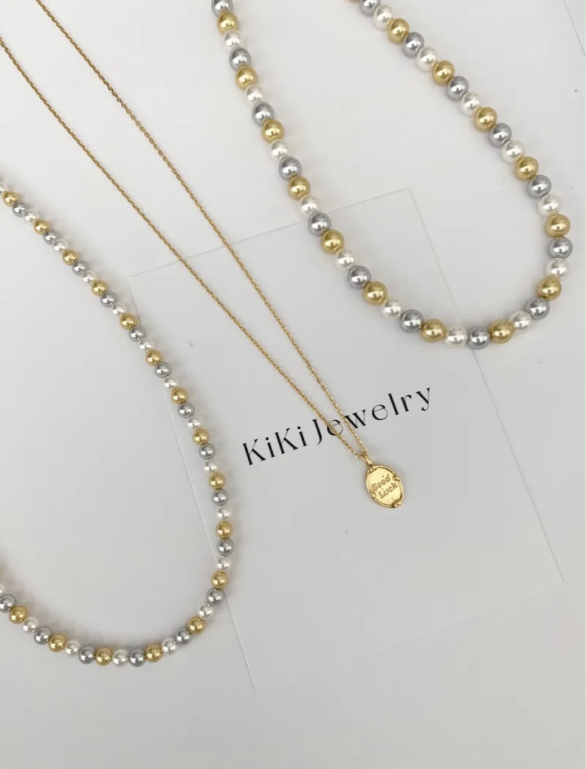 「彩虹糖」糖果色混彩珍珠项链进口施家人造珍珠锁骨链S925银