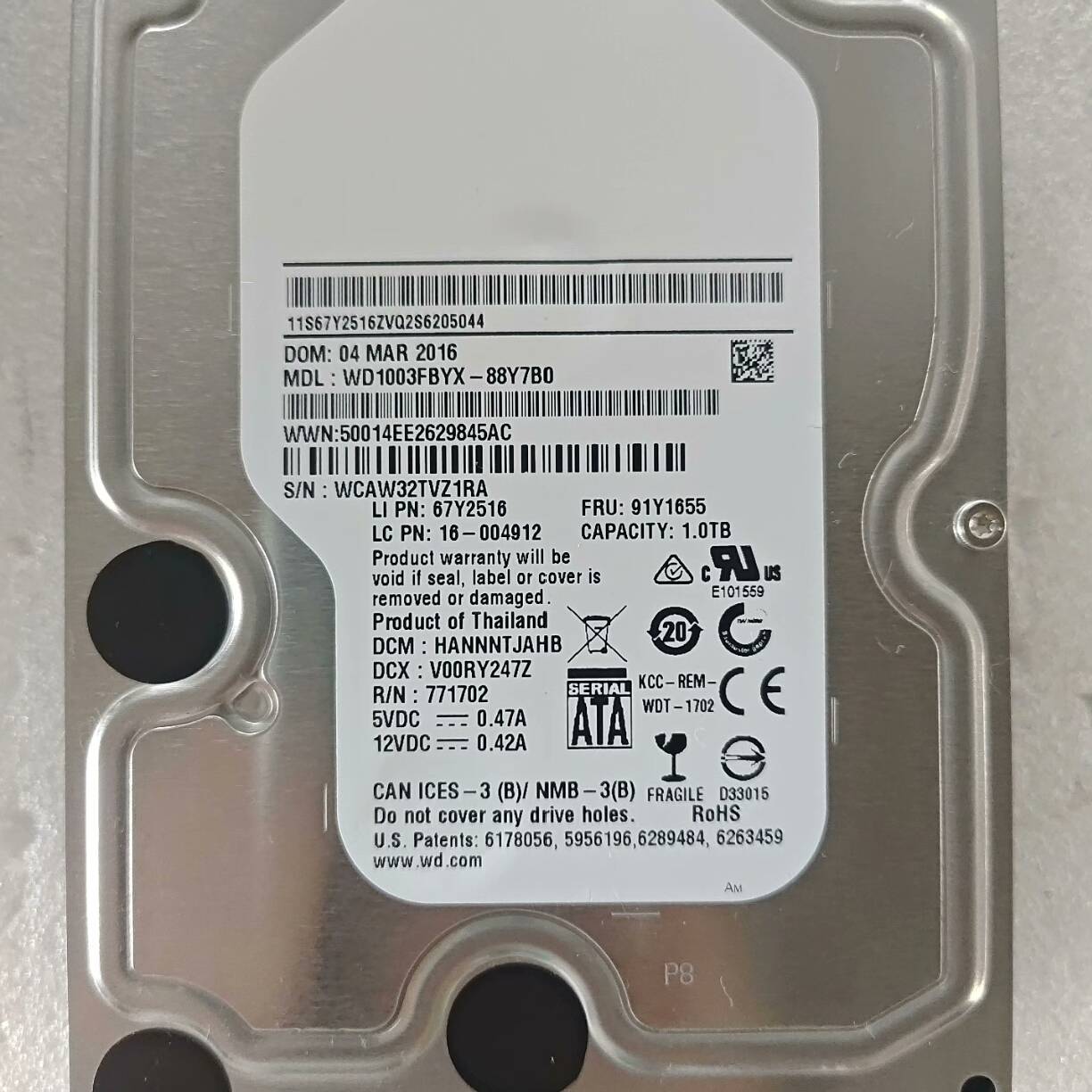 议价-联想Lenovo 1TB企业级硬盘FUR：91Y1655 服