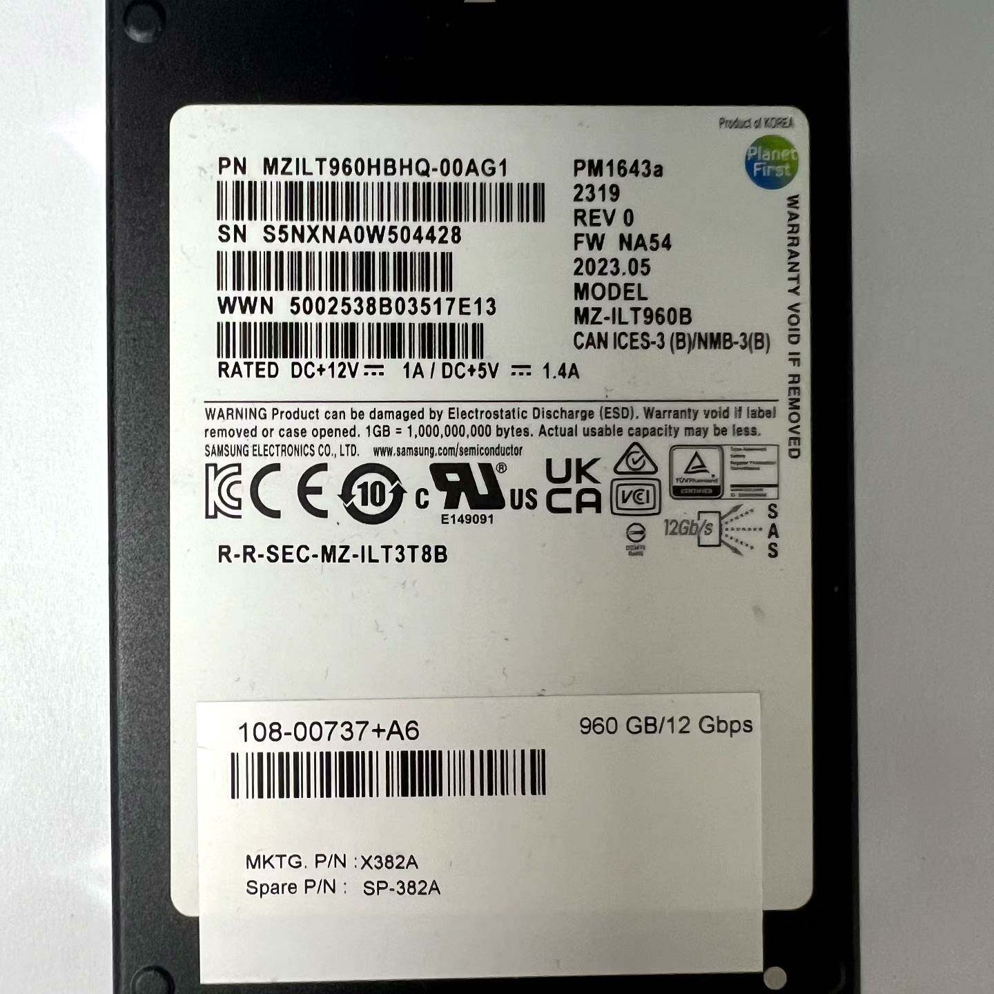 议价-三星原厂 PM1643a 960G SAS企业级SSD硬盘，MZI