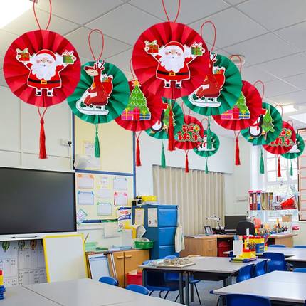 2024元旦教室装饰品圣诞节老人树挂件幼儿园班级场景布置吊饰龙年