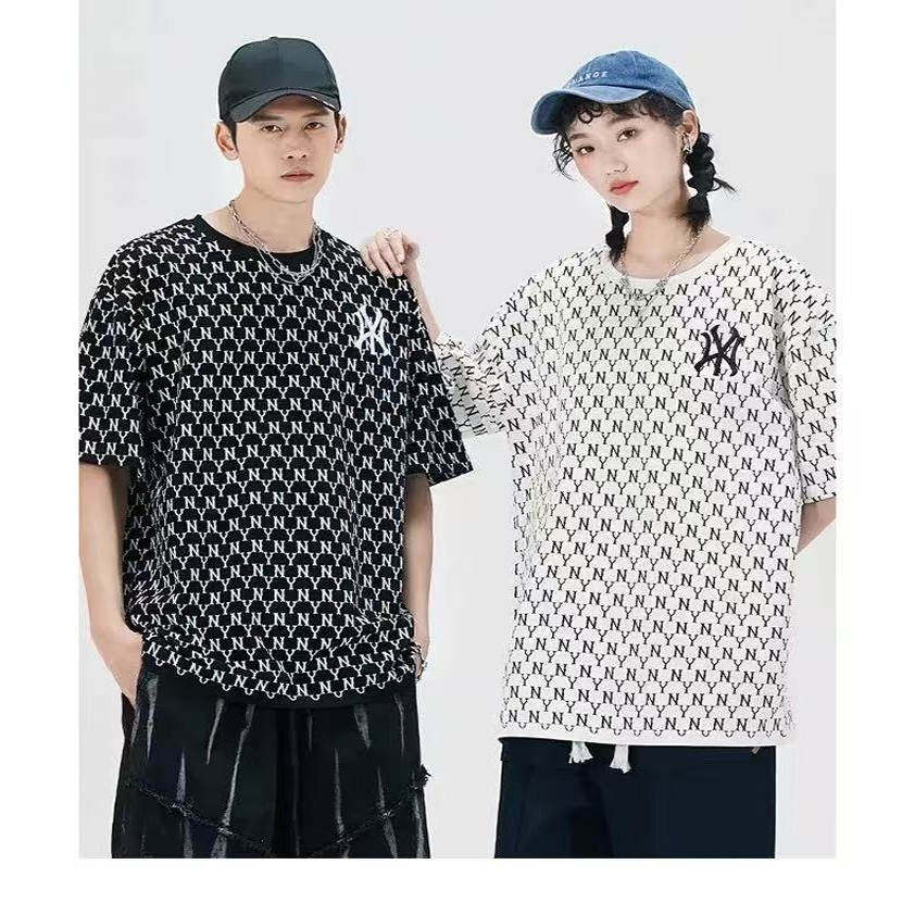 男士t恤短袖满印NYWY字母刺绣纯棉短袖男t恤夏季短裤轻奢痞帅男装