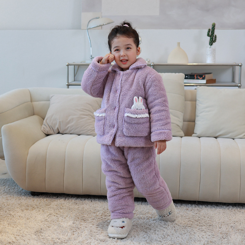 2024珊瑚绒男女宝宝家居服套装冬