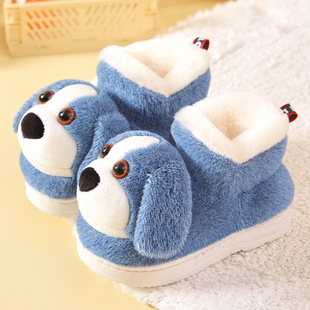 居家卡通儿童棉拖鞋冬室内加厚保暖男女童小孩狗毛毛拖鞋家居小童