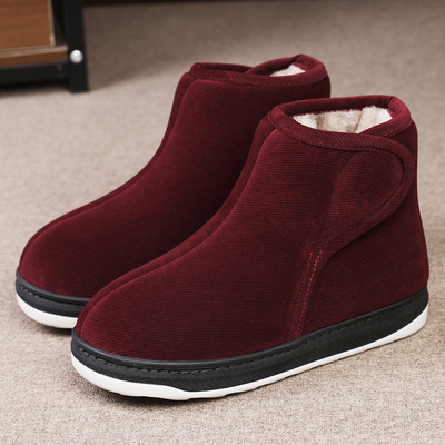 冬季保暖中老年人防滑厚底棉鞋