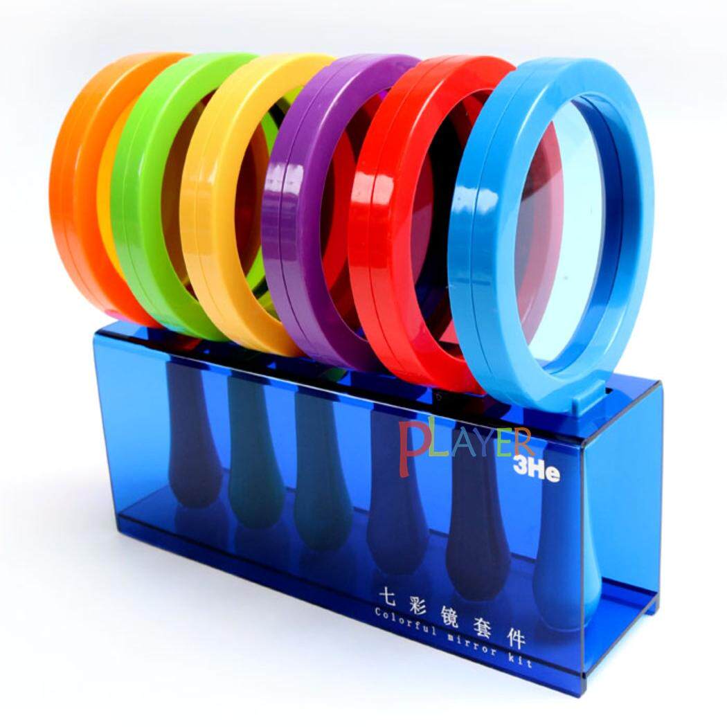 安全放大超大缩小镜手持凹凸镜七彩镜观察组合件套装儿童三多棱镜