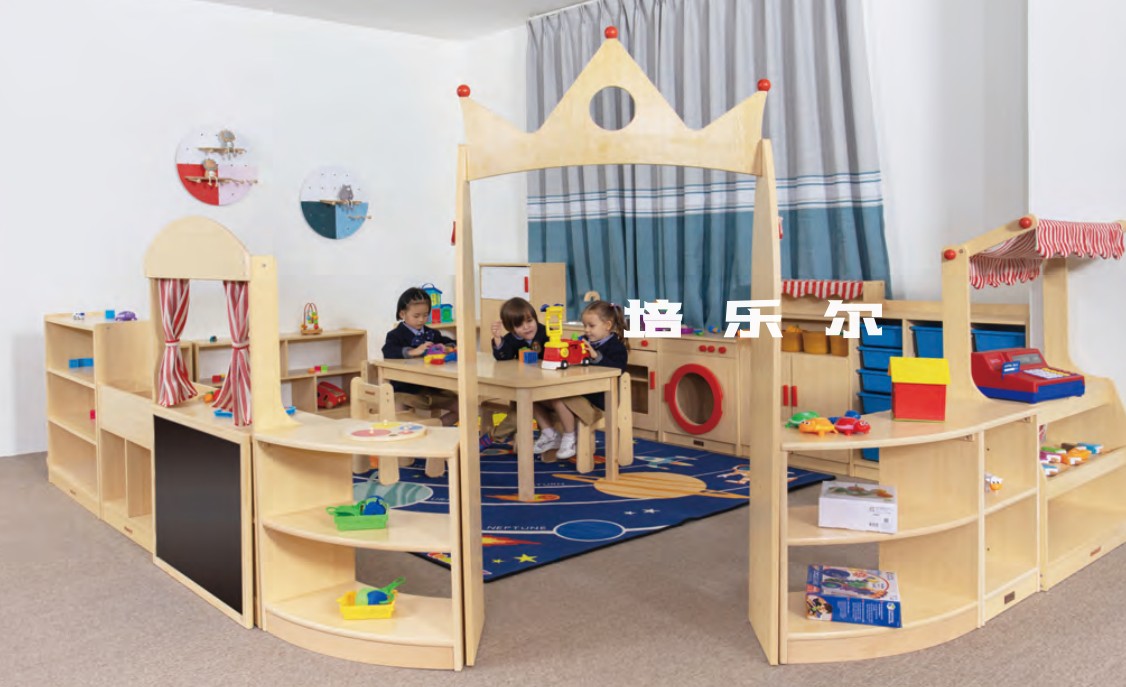 凯利王国系列幼儿园儿童综合料理冰箱洗涤灶台豪华厨房联排吊柜组
