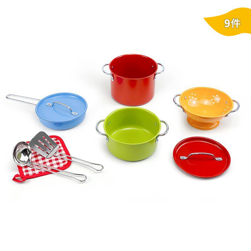 不锈钢美味帮手厨具彩色锅具9件套三层蒸锅茶具西餐餐具烹饪厨具