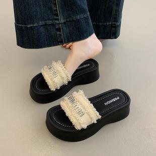 配裙子女士高级感沙滩凉拖鞋 厚底一字拖鞋 时尚 女夏季 外穿2025新款