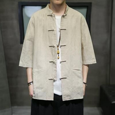 亚麻短袖衬衫男夏季棉麻上衣2025新中式男装中国风大码唐装半袖夏