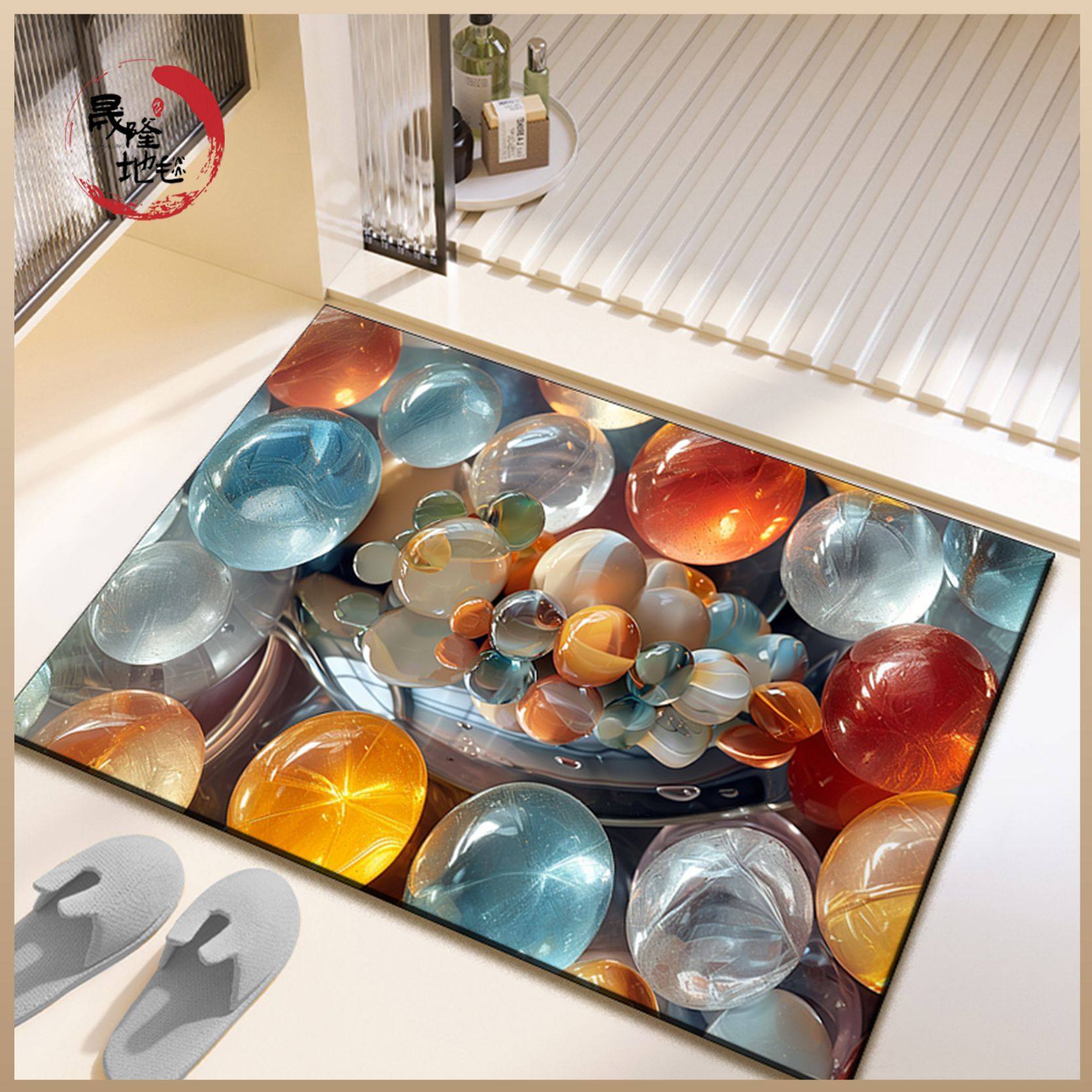 鹅卵石浴室地垫硅藻泥强吸水速干脚垫淋浴间门口防滑门垫地毯地垫